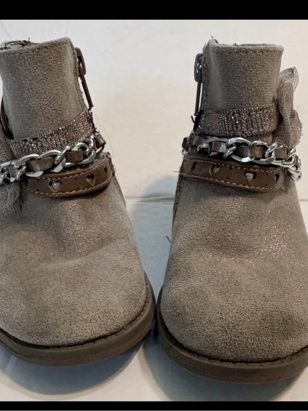 Crown Vintage Girls Gray Ankle Boots US 7M Zip closures